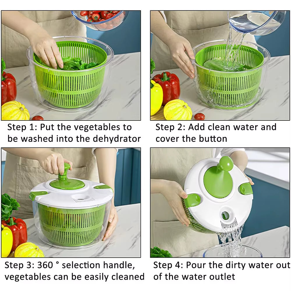Effortlessly Wash and Dry Your Greens with the 5L Large Salad Spinner - Multi-Use Vegetable Washer and Drainer JT252