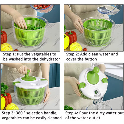 Effortlessly Wash and Dry Your Greens with the 5L Large Salad Spinner - Multi-Use Vegetable Washer and Drainer JT252