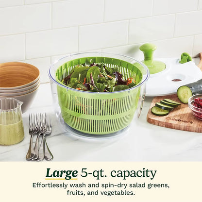 Effortlessly Wash and Dry Your Greens with the 5L Large Salad Spinner - Multi-Use Vegetable Washer and Drainer JT252